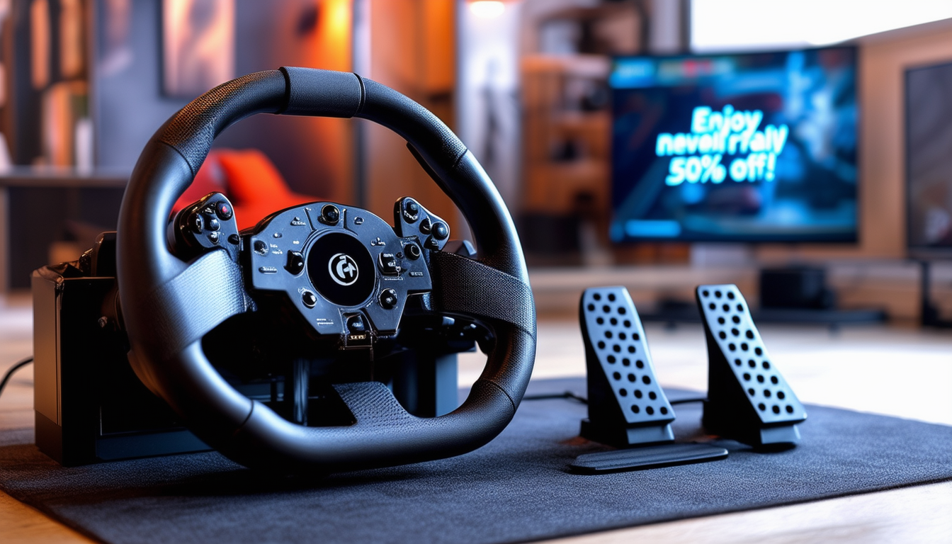 ne manquez pas l'occasion de b&Atilde;&copy;n&Atilde;&copy;ficier d'une r&Atilde;&copy;duction exceptionnelle de pr&Atilde;&uml;s de 50% sur l'ensemble volant de course logitech avec p&Atilde;&copy;dales, compatible avec ps5, ps4 et pc. commandez d&Atilde;&uml;s maintenant sur amazon et am&Atilde;&copy;liorez votre exp&Atilde;&copy;rience de conduite!