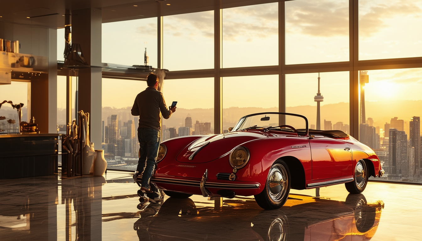 d&Atilde;&copy;couvrez comment un canadien audacieux a r&Atilde;&copy;ussi &Atilde;&nbsp; hisser sa porsche 356 speedster dans son penthouse, une prouesse incroyable qui fait le buzz sur les r&Atilde;&copy;seaux sociaux. ne manquez pas cette vid&Atilde;&copy;o &Atilde;&copy;tonnante qui m&Atilde;&copy;lange passion automobile et cr&Atilde;&copy;ativit&Atilde;&copy; !