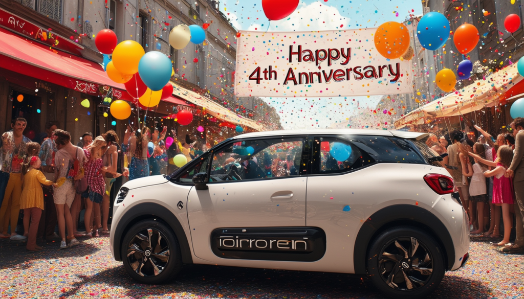 découvrez l'édition spéciale célébrant les 4 ans de la citroën ami. une voiture innovante et citadine qui combine design unique et praticité, idéale pour une mobilité urbaine durable. ne manquez pas cette occasion de célébrer son anniversaire avec style !